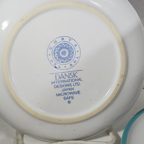 2 Dansk Costa Del Sol Tea Coffee Cups and Saucers aqua pink sunshine rays - Picture 5 of 9